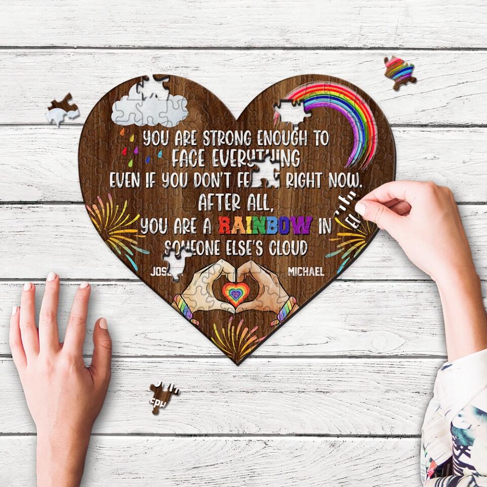 Personalized Valentine Gifts - You're a Rainbow In Someone Else Cloud - Personalized Puzzle - Gift for LGBT Couple