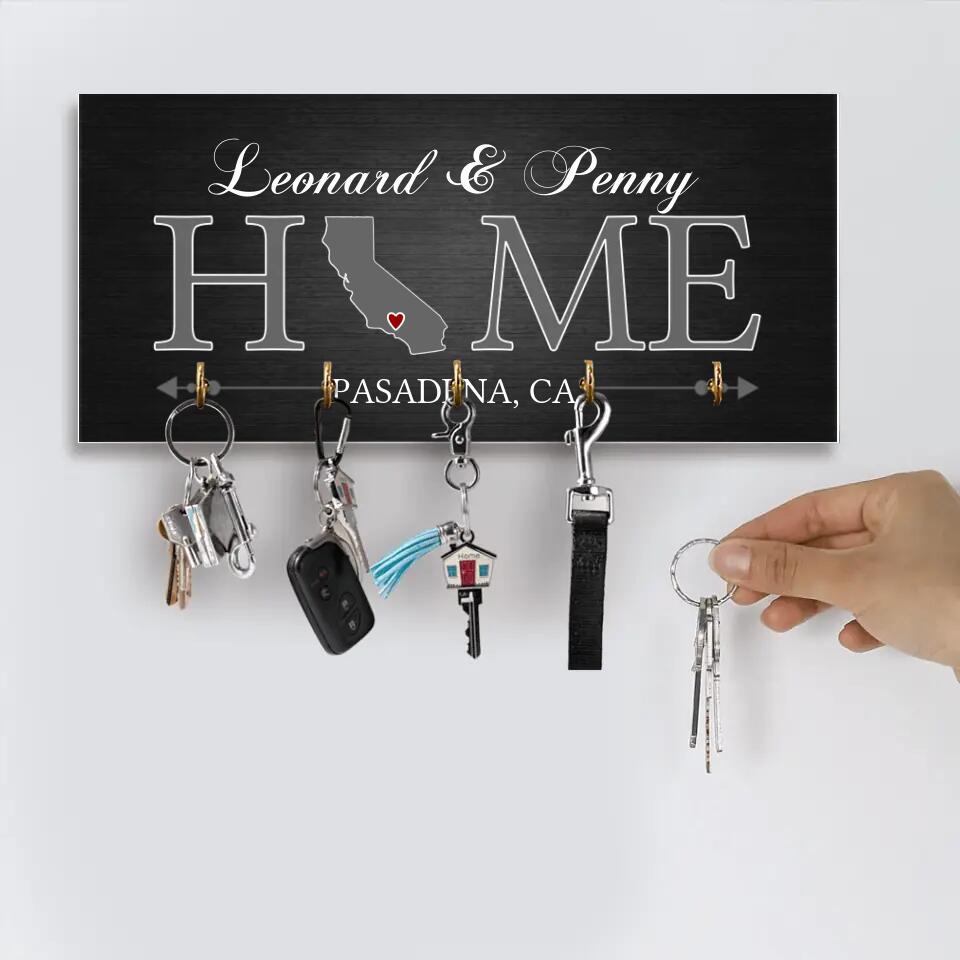 Home State Map - House Warming Present Idea - Custom Key Holder - Anniversary Gift For Couples