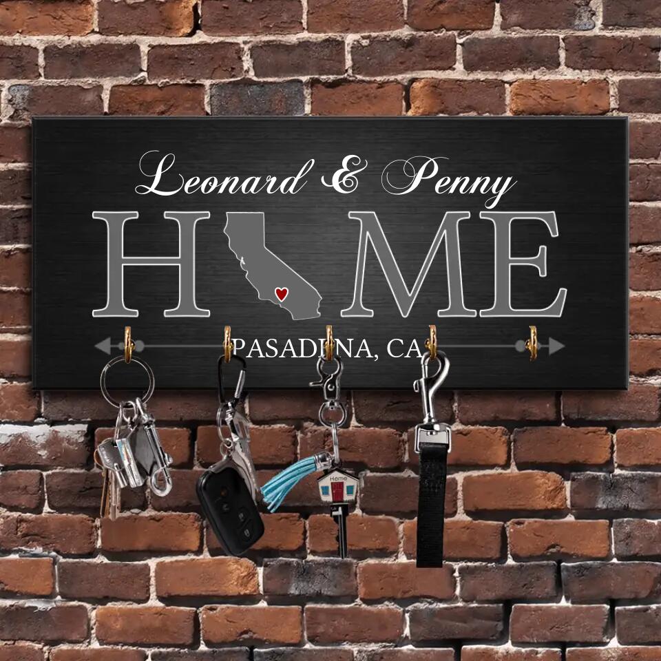 Home State Map - House Warming Present Idea - Custom Key Holder - Anniversary Gift For Couples