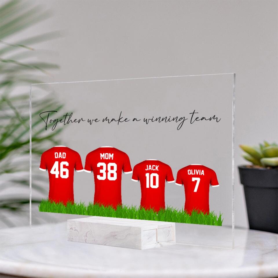 Soccer Family Together We Make a Winning Team - Personalized Acrylic Plaque