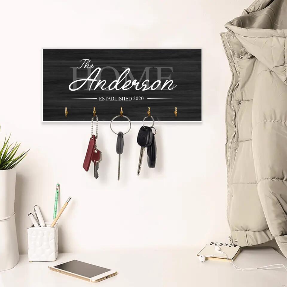 Custom Family Name And Year - Best Housewarming Presents - Custom Key Holder - Anniversary Gifts