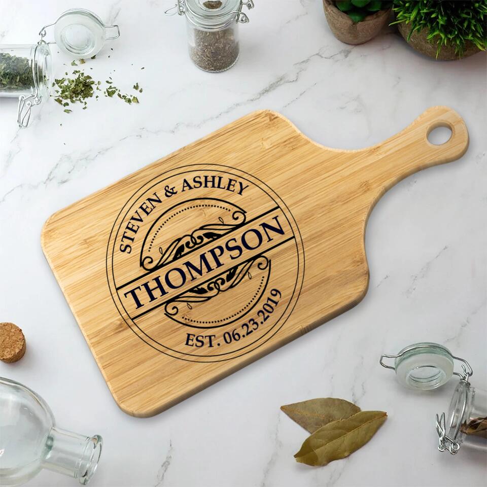 Custom Name And Date In Different Styles - Housewarming Gifts - Custom Wooden Cutting Board