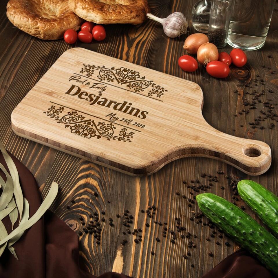 Custom Name And Date In Different Styles - Housewarming Gifts - Custom Wooden Cutting Board