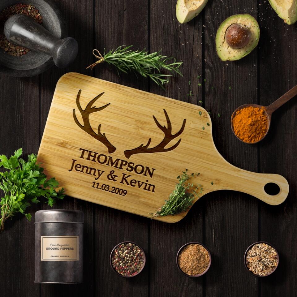 Custom Name And Date In Different Styles - Housewarming Gifts - Custom Wooden Cutting Board