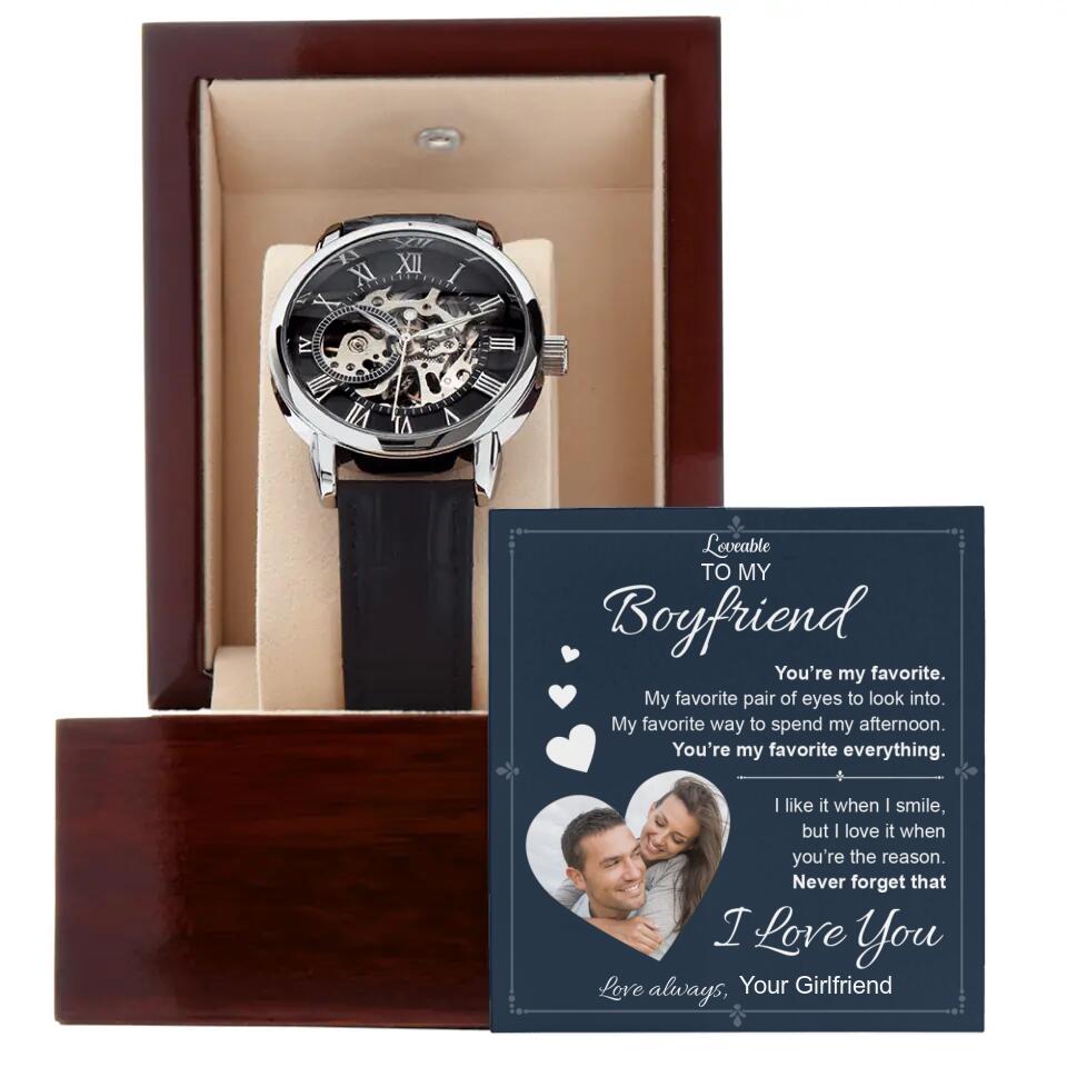 Personalized Valentine Gifts - To My Boyfriend, You're My Farorite Everything - Personalized Watch