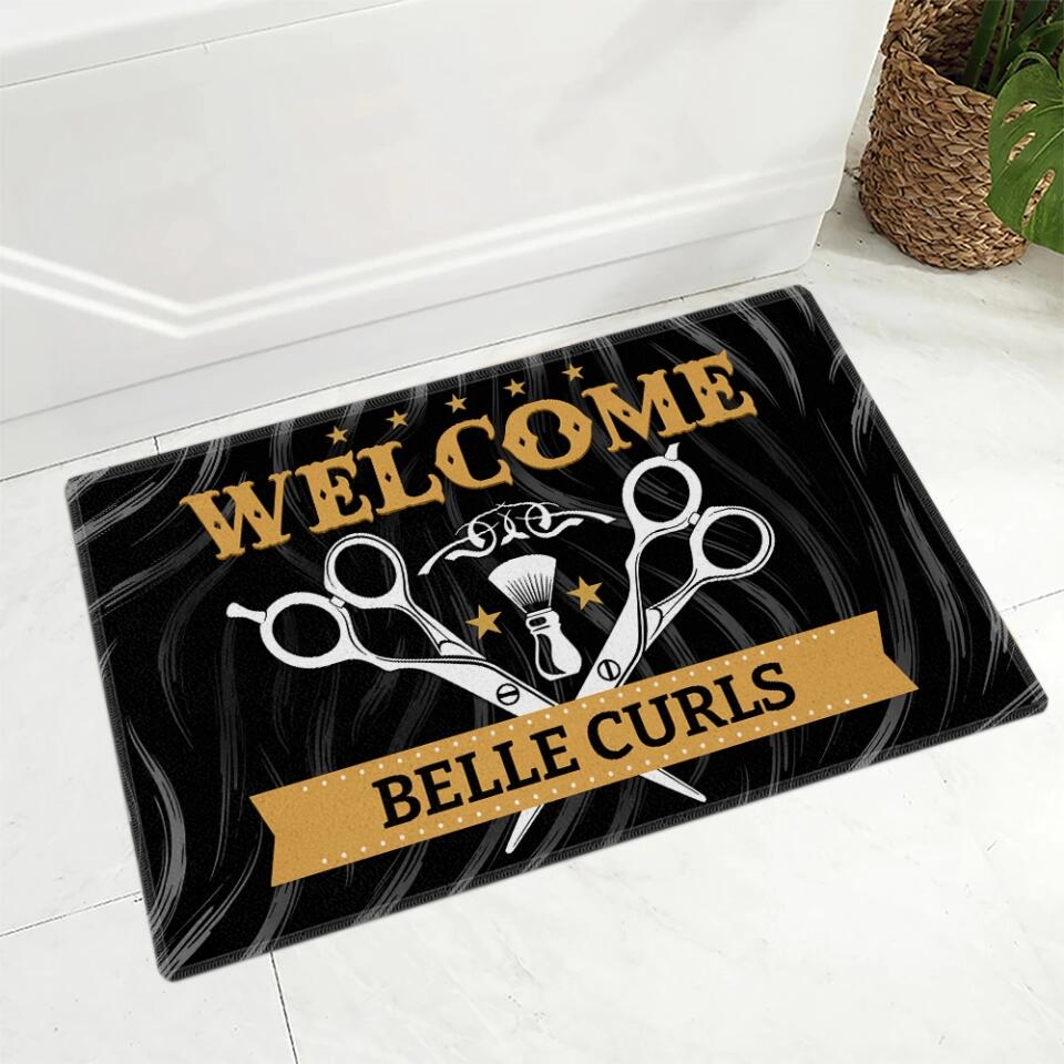 Welcome With Scissors Personalized Doormat
