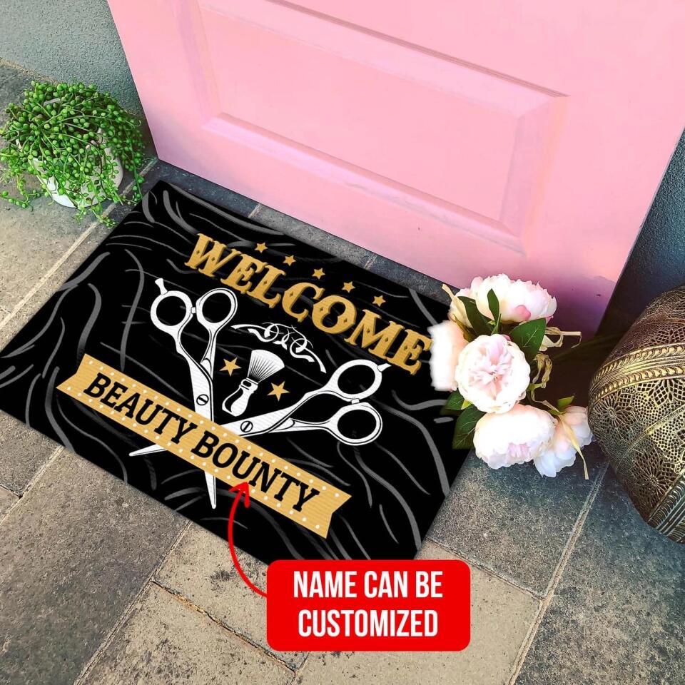 Welcome With Scissors Personalized Doormat
