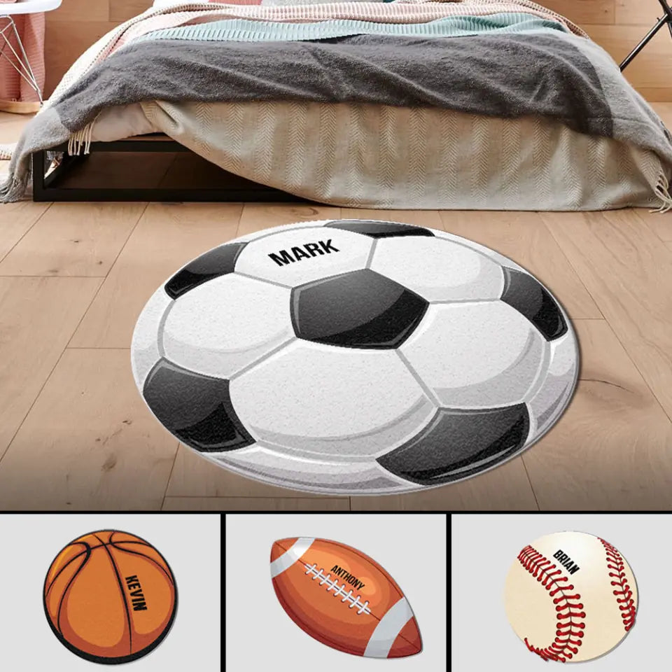 Soccer Football Baseball Basketball Custom Shape Rug Gift for Sport Lover Boy's Room Decoration