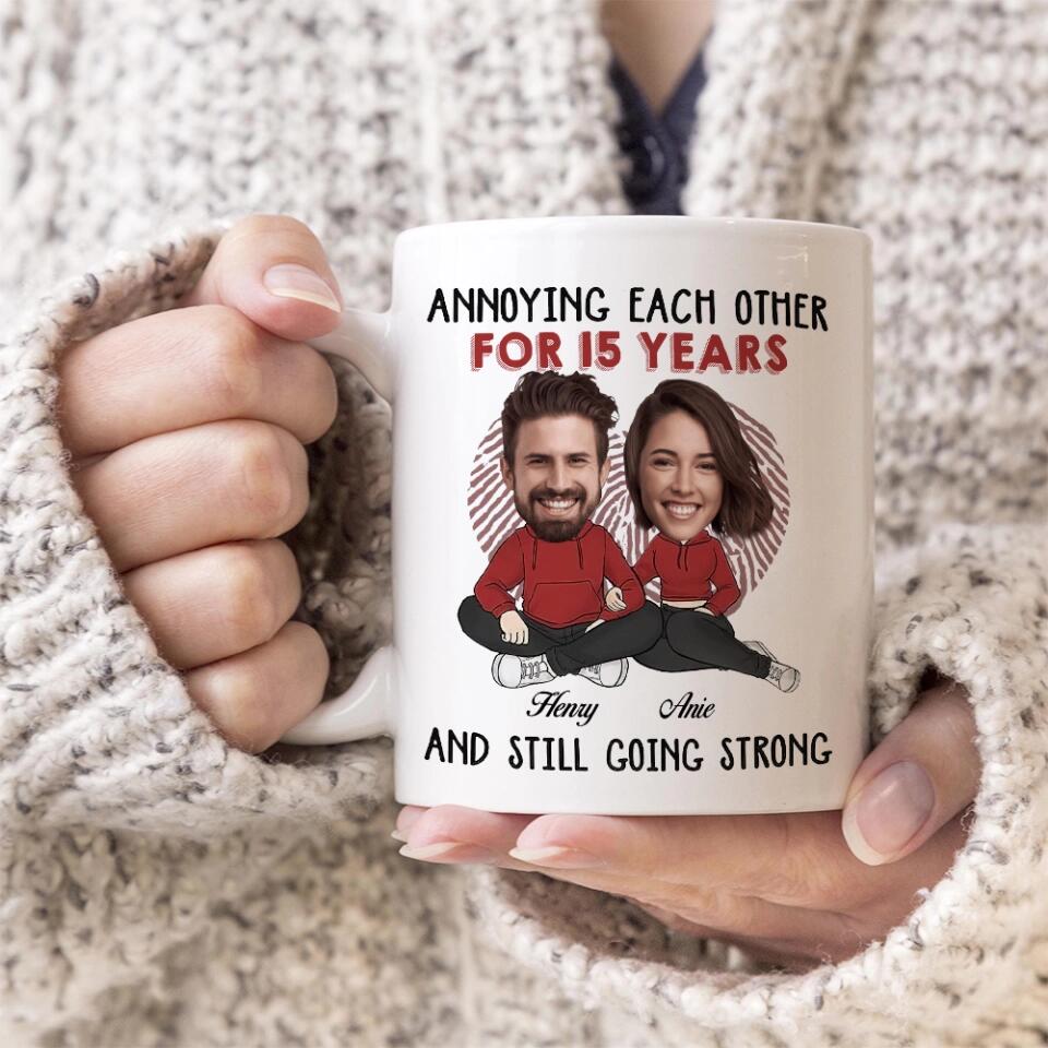 Annoying Each Other - Custom Funny Face Accent Mug - Funny Gift For Couples