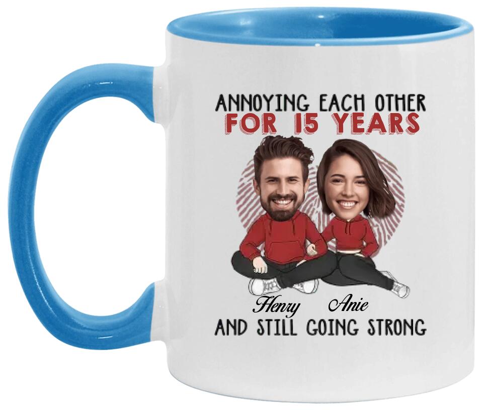 Annoying Each Other - Custom Funny Face Accent Mug - Funny Gift For Couples
