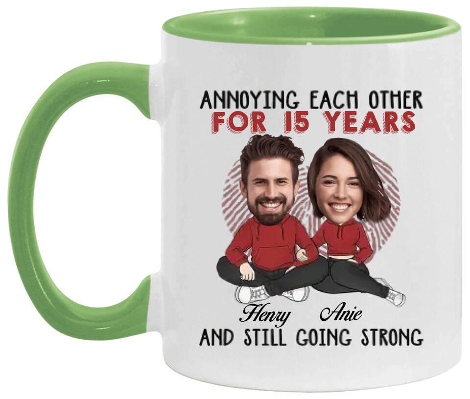 Annoying Each Other - Custom Funny Face Accent Mug - Funny Gift For Couples
