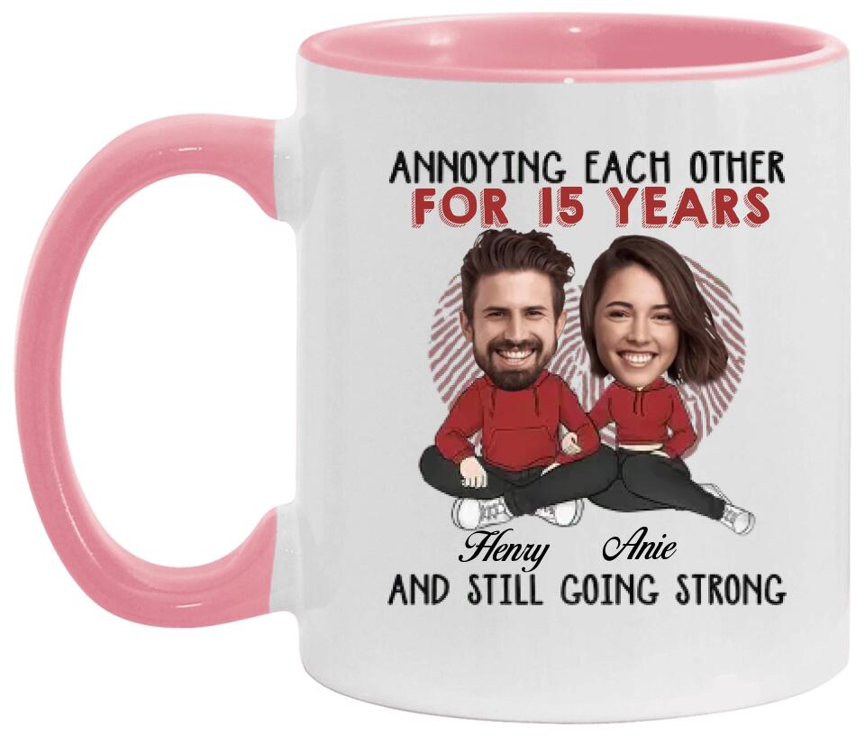 Annoying Each Other - Custom Funny Face Accent Mug - Funny Gift For Couples