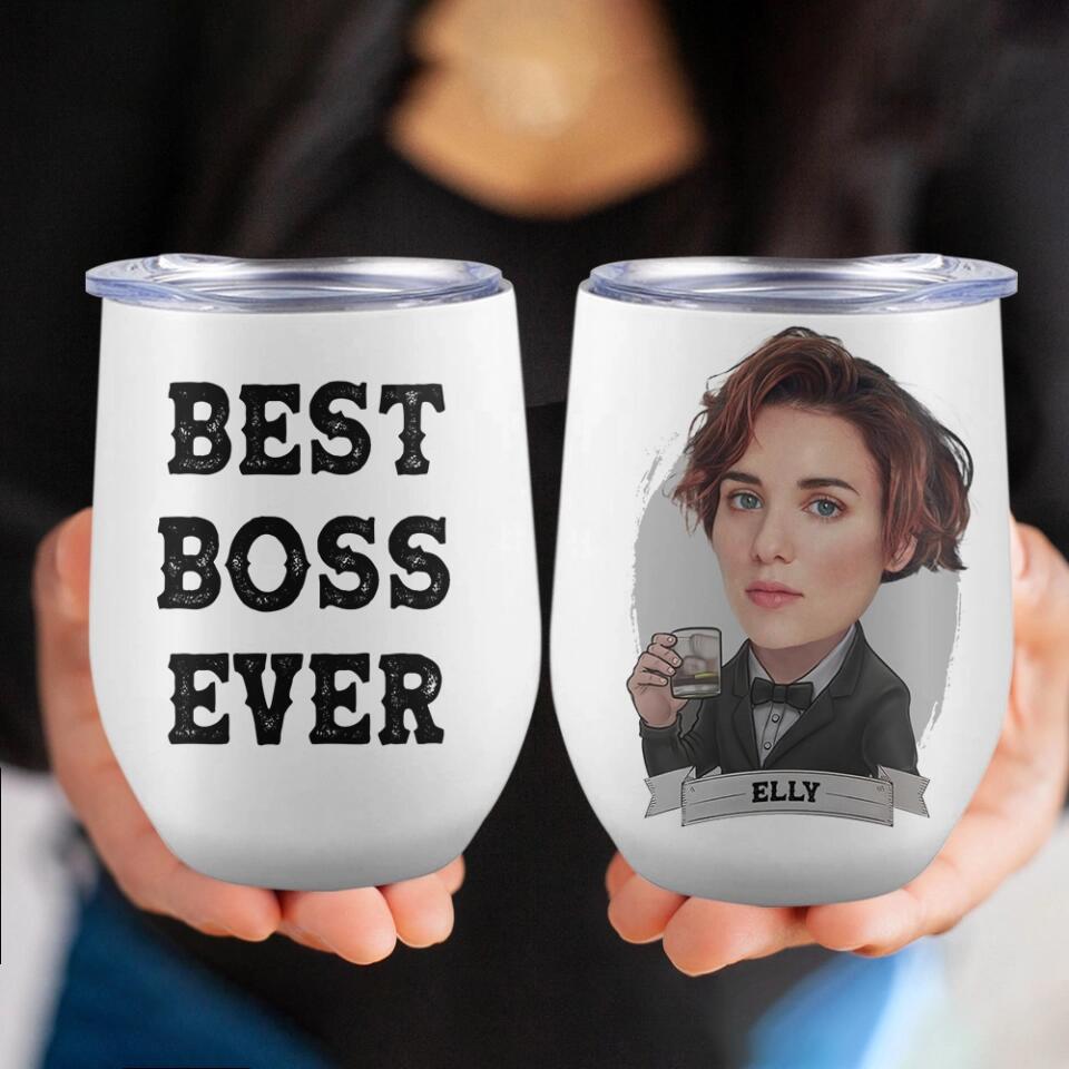 Best Boss Ever - Custom Face Remove Background - Personalized Tumbler - Gift for Your Boss On Birthday