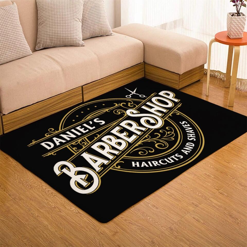 Barbershop Haircuts and Shaves Personalized Rug