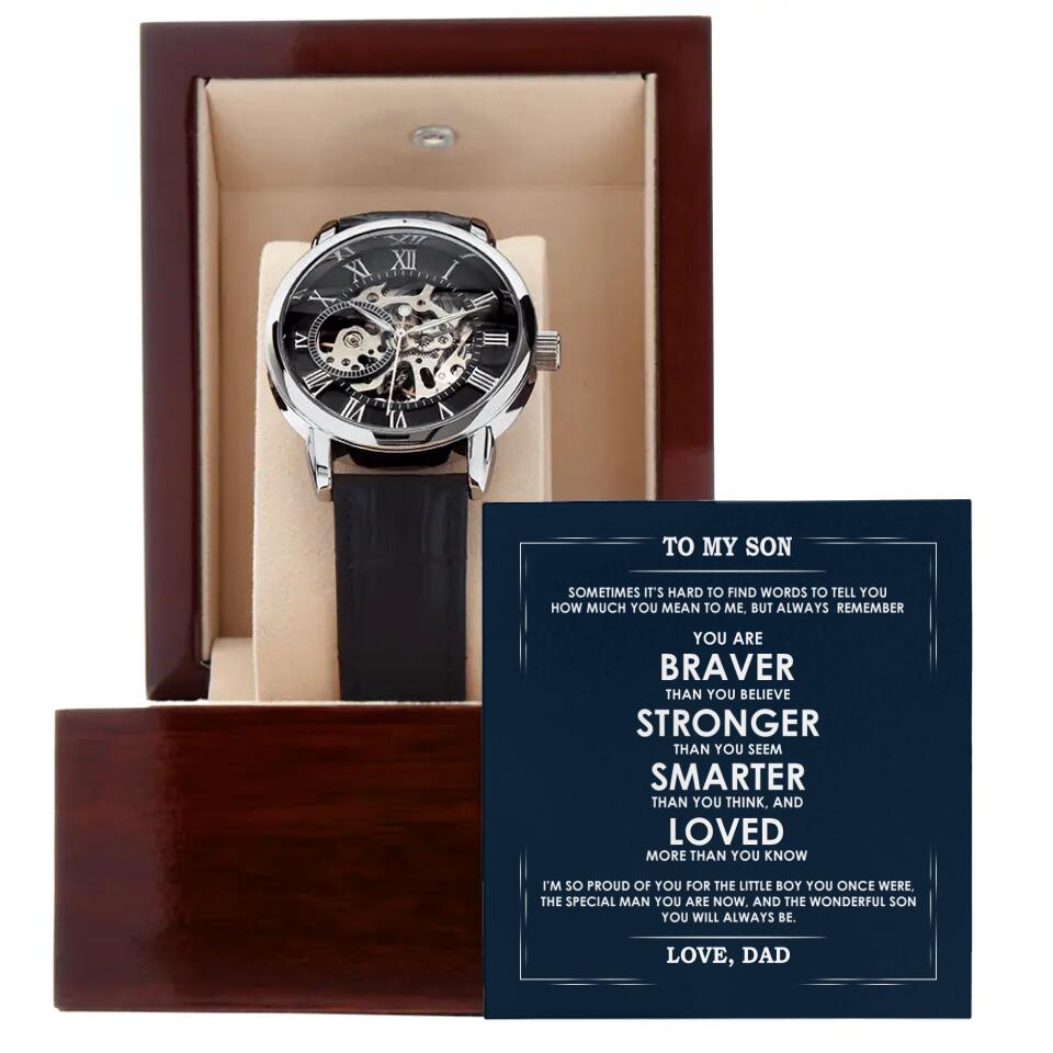 To My Son I'm So Proud Of You, Watch Luxury w/ Meaning Message Card, Son Gift from Dad