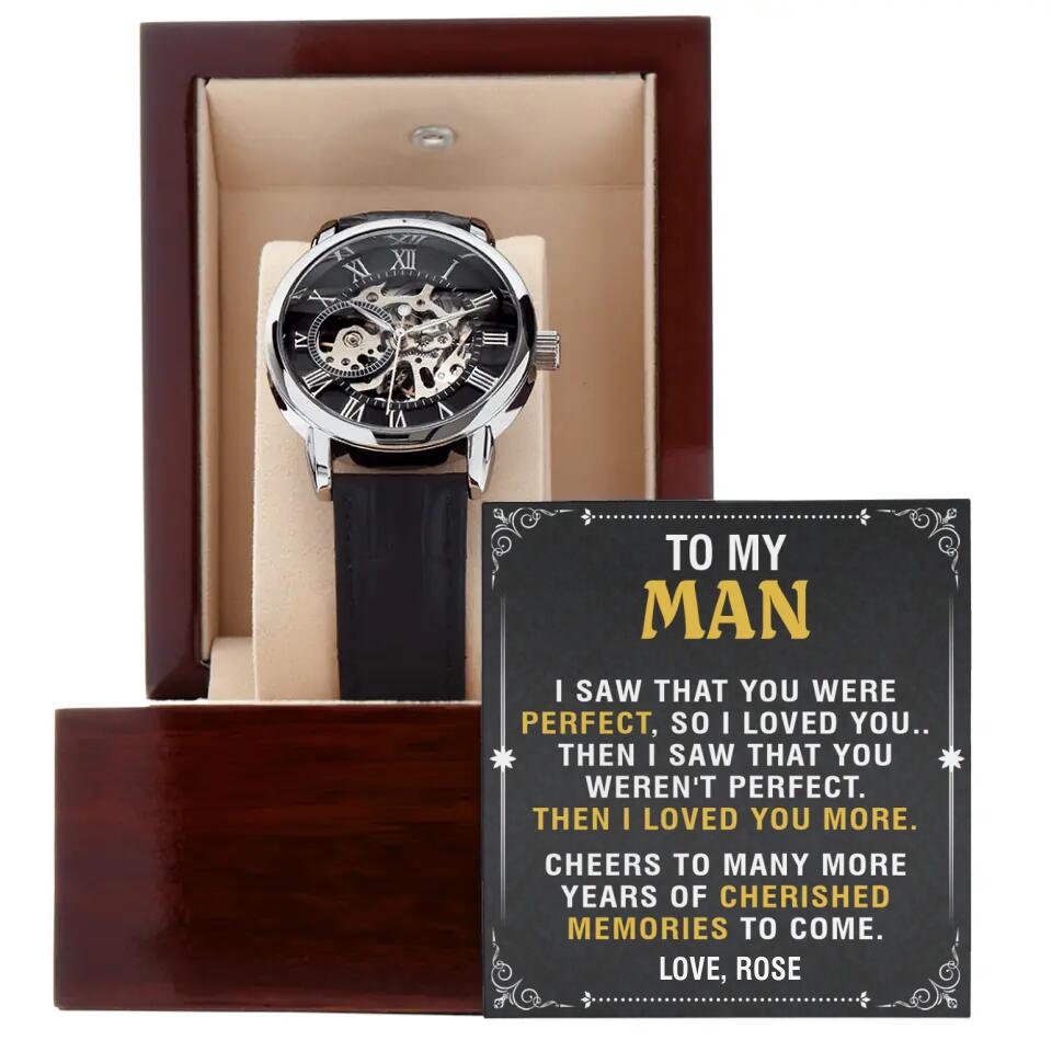Cheers to Many More Years of Memories to Come, Anniversary Gifts for Him, Personalized Men's Watch