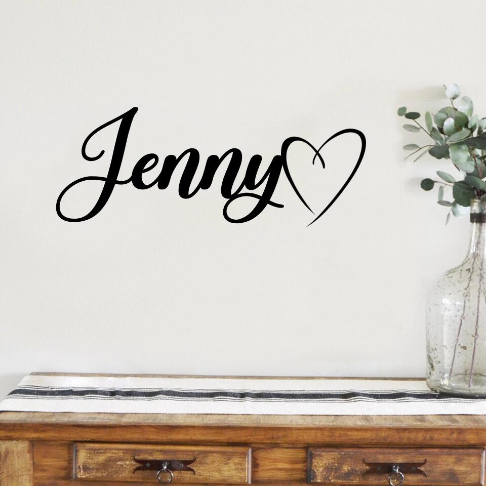 Custom Name With Heart Sign - Personalized Metal Sign