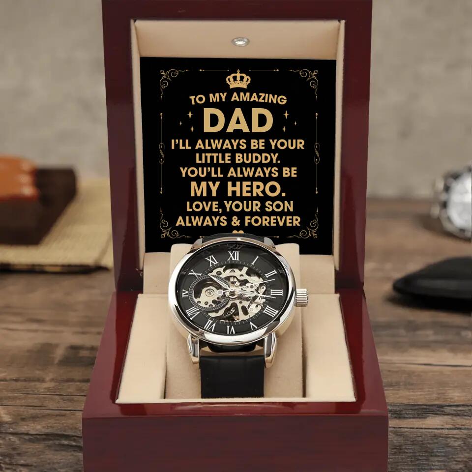 To My Amazing Dad I'll Always Be Your Little Buddy Personalized Watch
