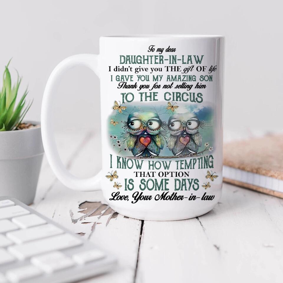 Owls To My Dear Daughter-in-law from Mother-in-law - Personalized White Mug