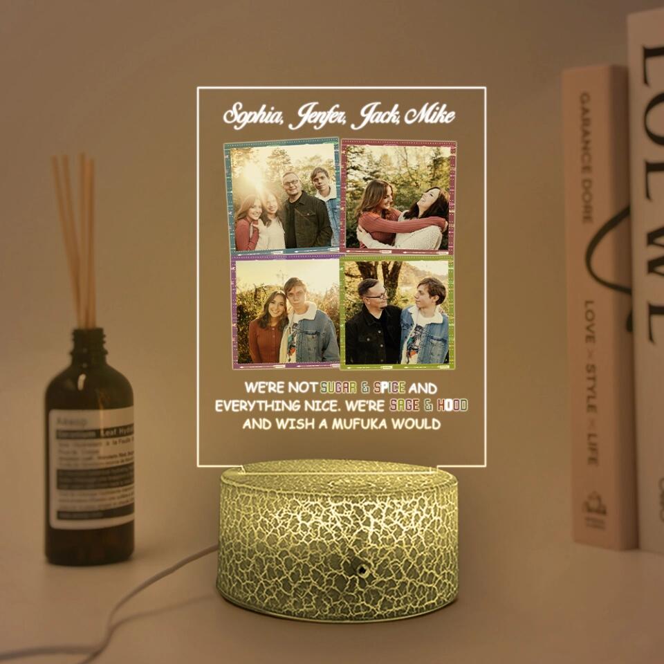 We're not Sugar & Spice and Everything Nice - Personalized Photo Printed Night Light - Gift For Best Friend