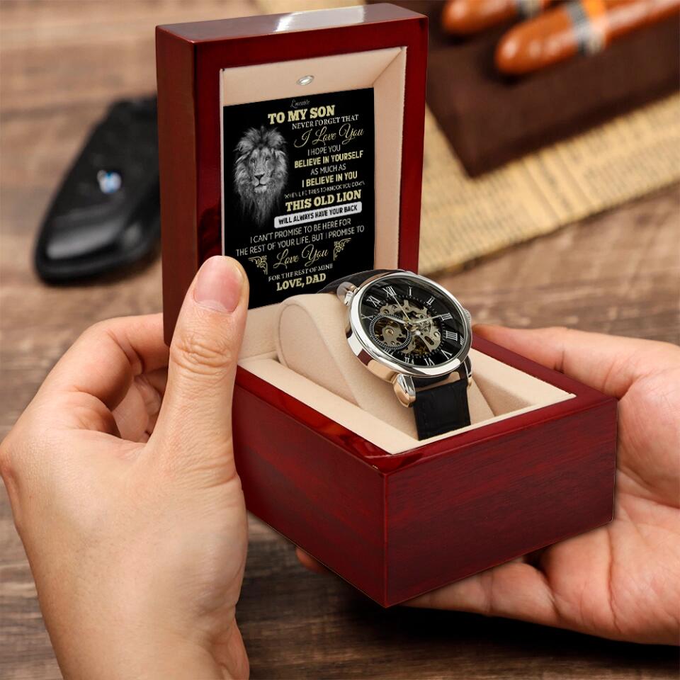Lion To My Son Watch - Never Forget That I Love You Believe in Yourself - Personalized Luxury Men's Watch