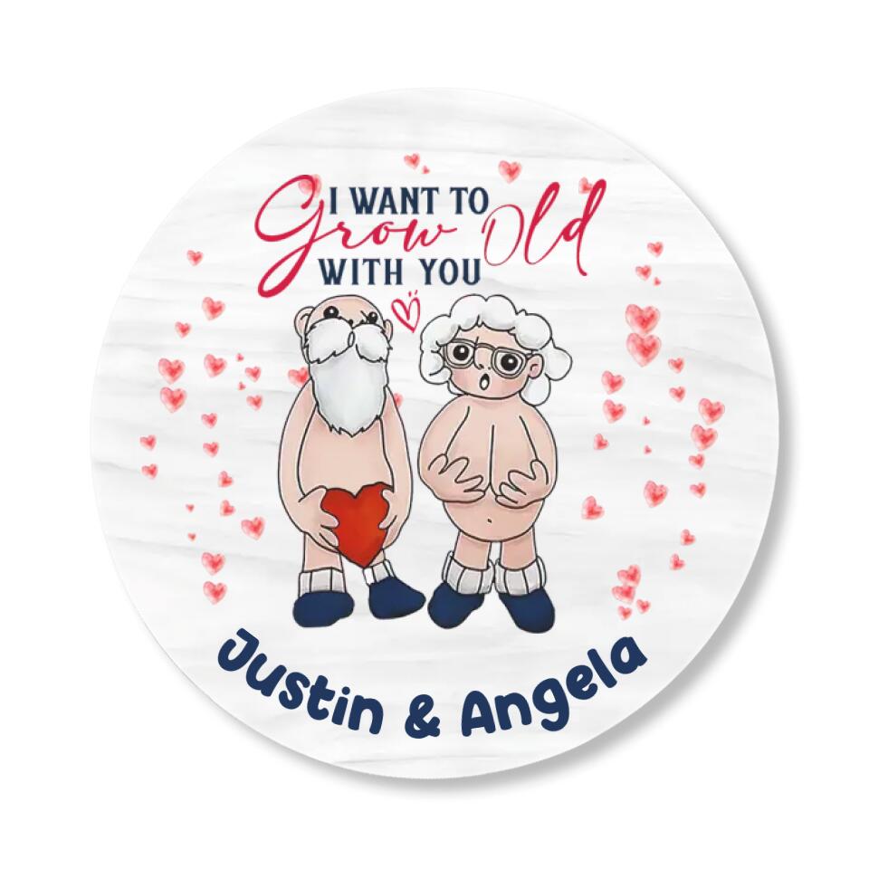 4 Styles Old Couple I Want to Grow Old with You Personalized Wooden Sign