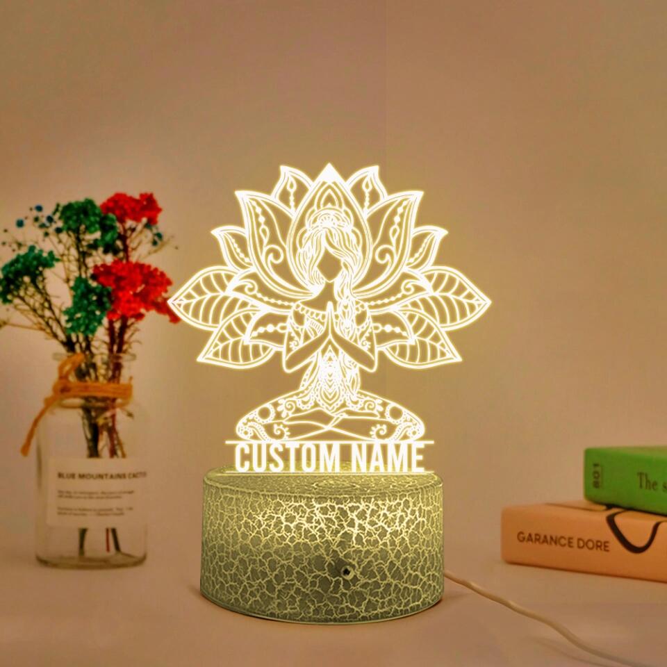 Mandala Yoga Girl, Meditation Light - Personalized 3D LED Light