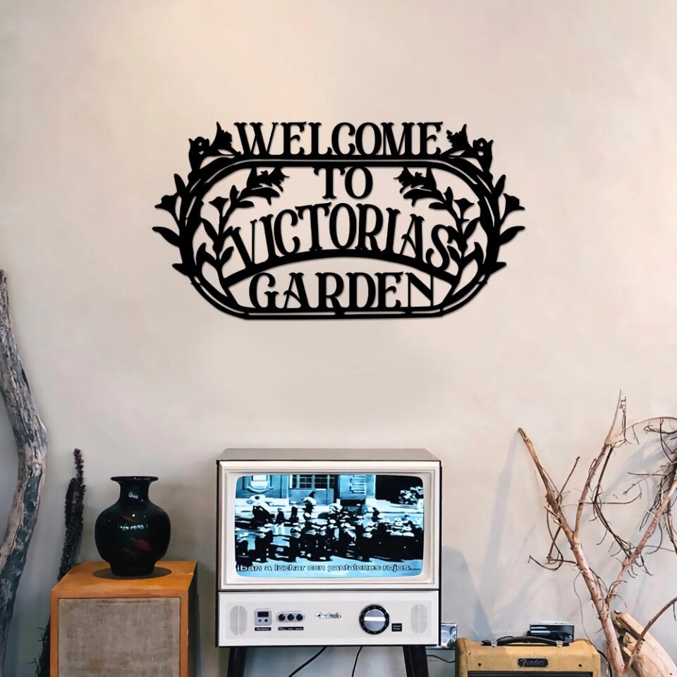 Welcome to Grandma Garden Personalized Metal Sign