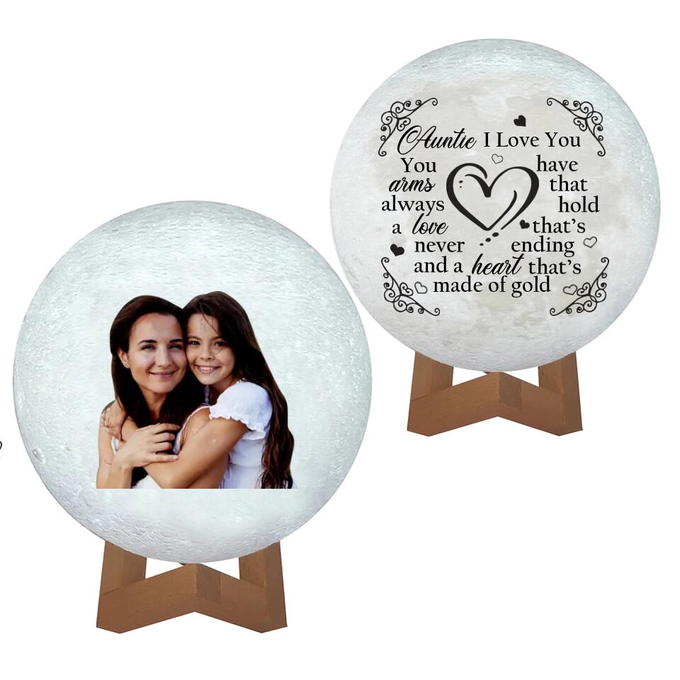 Personalized Valentine Gifts - Auntie I Love You Love Quote For Aunt From Niece Custom Moon Lamp Anniversary Gift