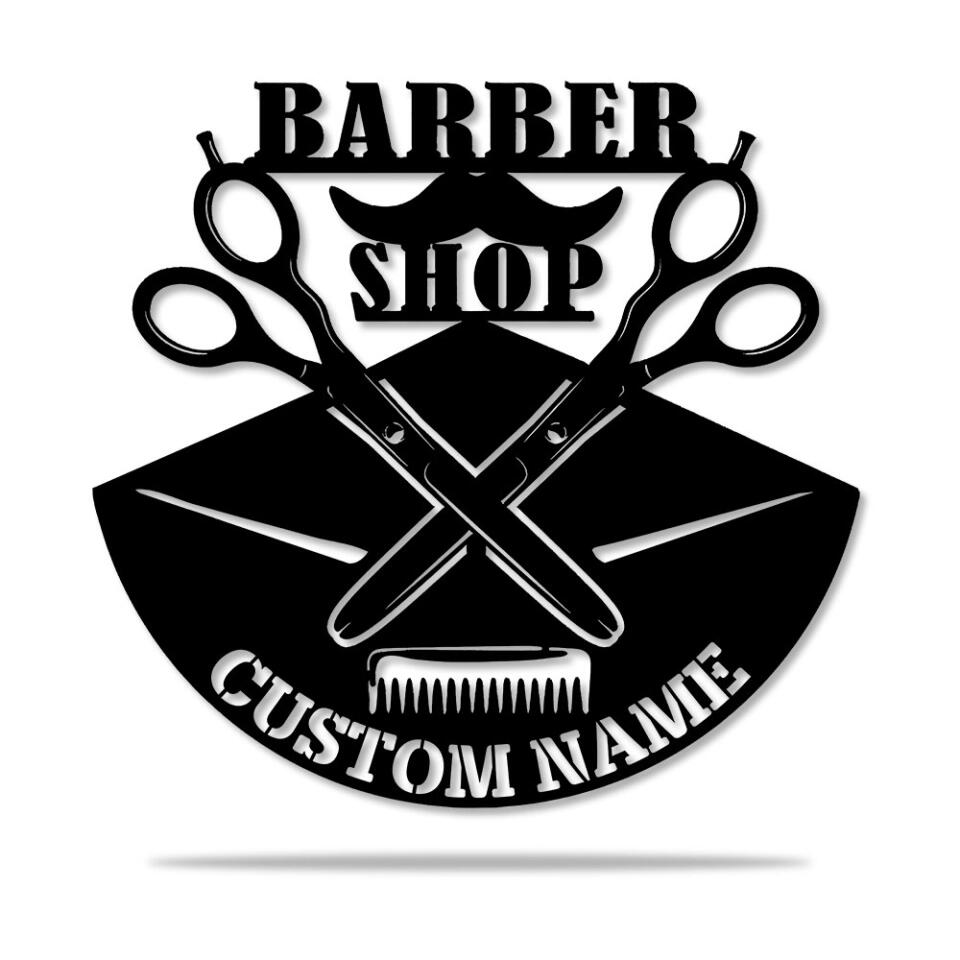 Barbershop Sign - Personalized Cut Metal Sign - Custom Name - Gift for Barber