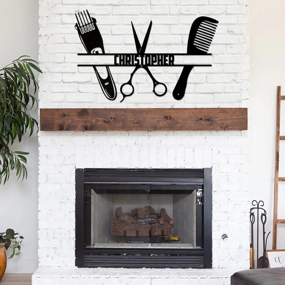 Barbershop Sign - Personalized Cut Metal Sign - Custom Name - Gift for Barber