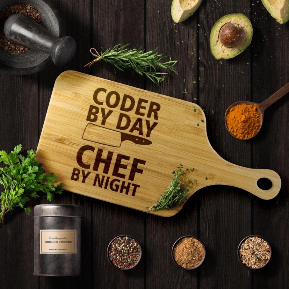 Personalized Valentine Gifts - Engineer By Day Chef By Night Custom Wood Cutting Board Present Ideas For Coworkers