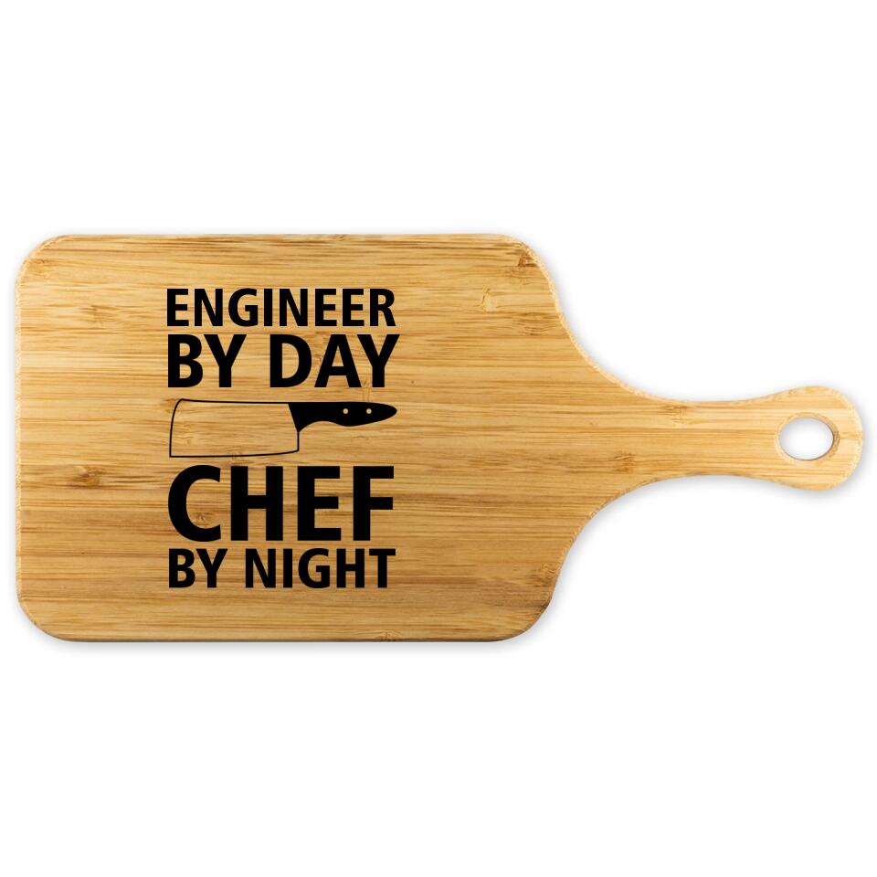 Personalized Valentine Gifts - Engineer By Day Chef By Night Custom Wood Cutting Board Present Ideas For Coworkers