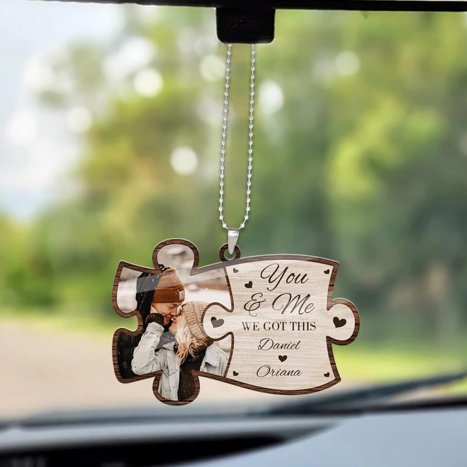 You And Me We Got This Custom Photo and Name Car Wooden Ornament