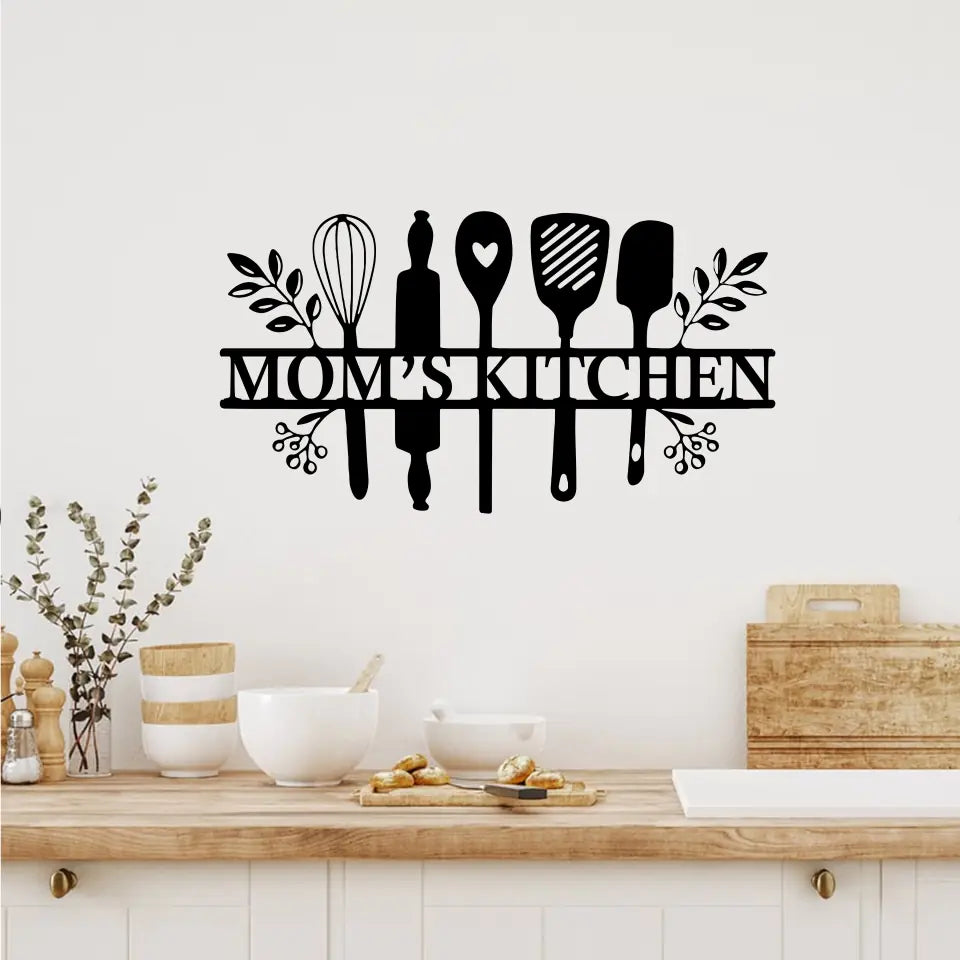 Mom's Kitchen Metal Wall Decor, Custom Metal Art