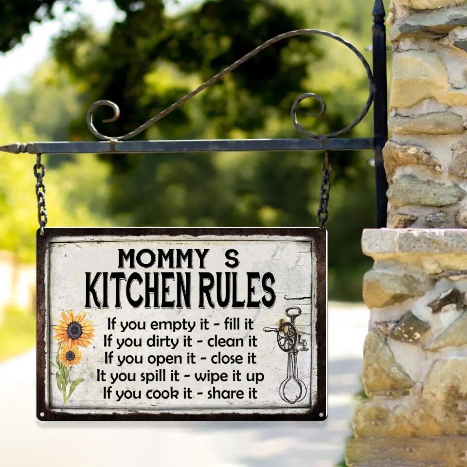 Kitchen Rules Personalized Rules Metal Sign