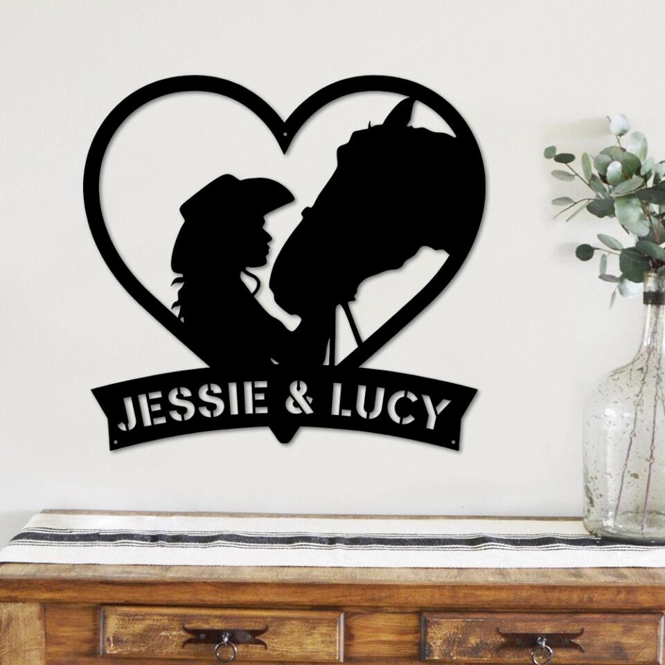 Horse Cowgirl Cowboy Personalized Metal Sign