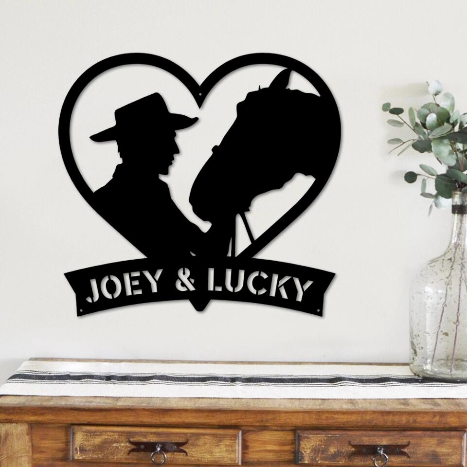 Horse Cowgirl Cowboy Personalized Metal Sign