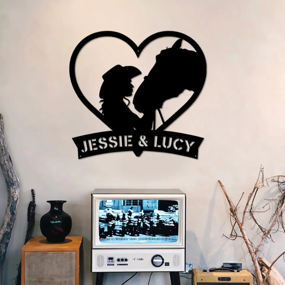 Horse Cowgirl Cowboy Personalized Metal Sign