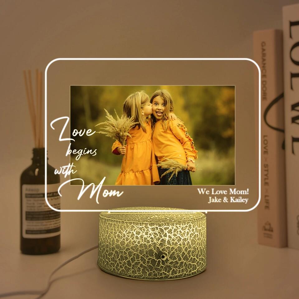 Personalized Valentine Gifts - Custom Photo Printed Night Light - 3d Lamp Photo Light for Daughter and Mom or Couples