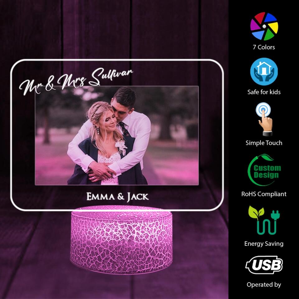 Personalized Valentine Gifts - Custom Photo Printed Night Light - 3d Lamp Photo Light for Daughter and Mom or Couples