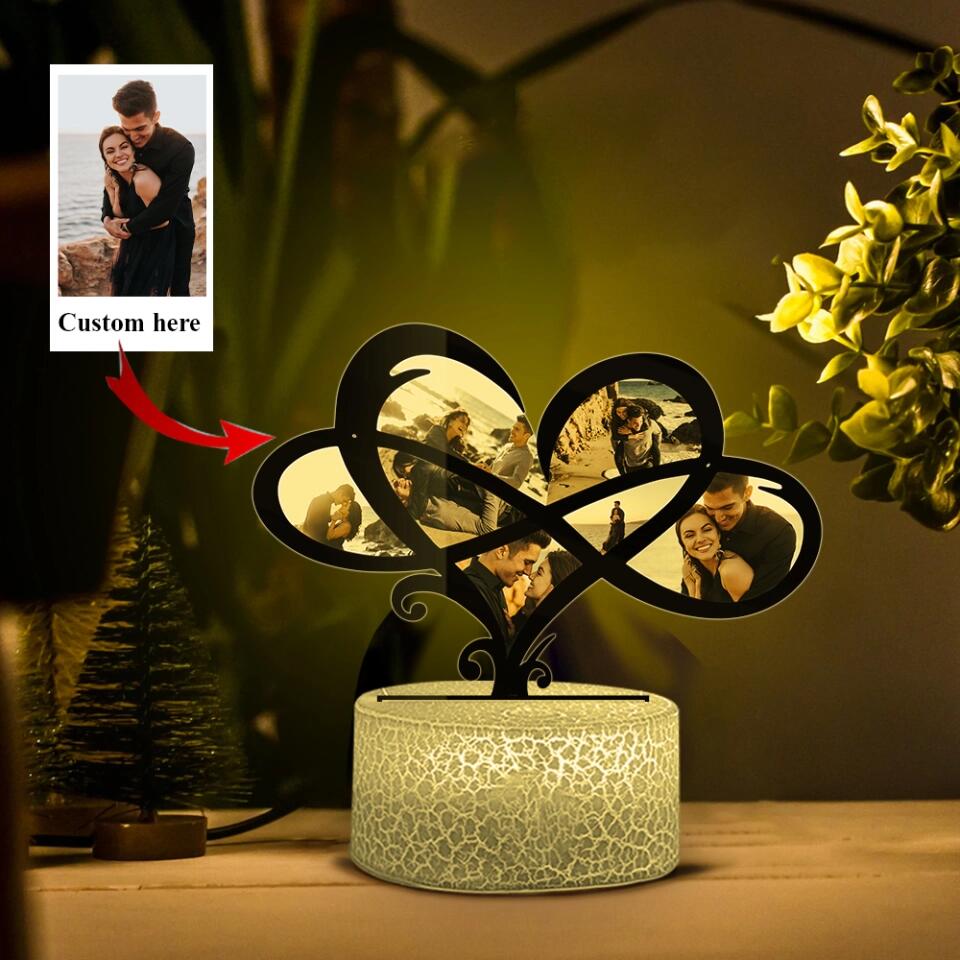 Heart Infinity Shape Custom 3D Light Anniversary Gift For Couple