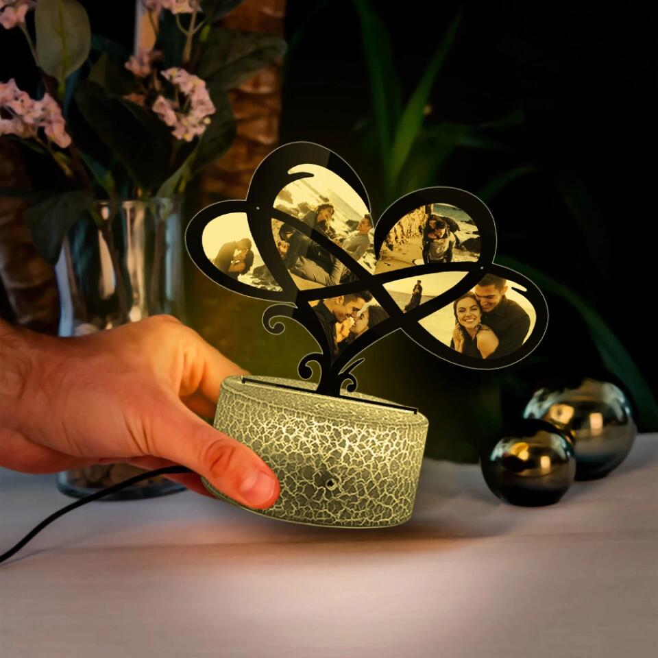 Heart Infinity Shape Custom 3D Light Anniversary Gift For Couple