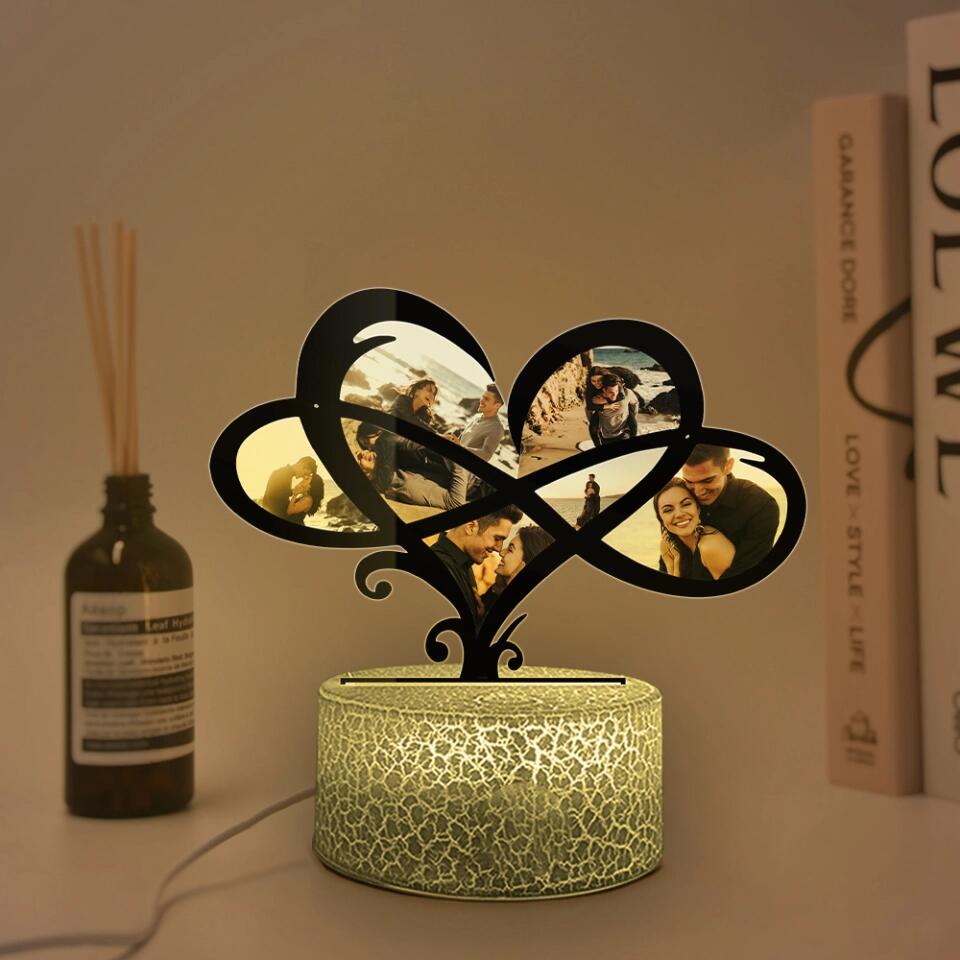 Heart Infinity Shape Custom 3D Light Anniversary Gift For Couple