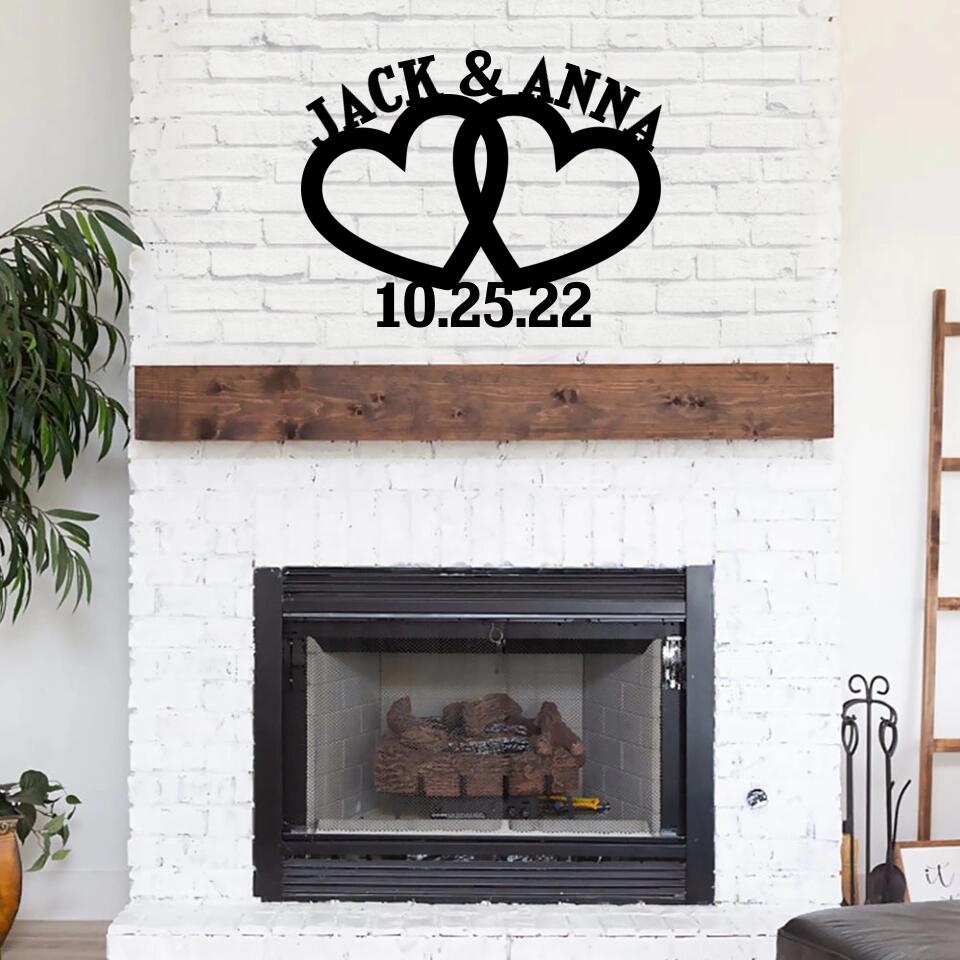 Personalized Valentine Gifts - Custom Name & Date Cut Personalized Metal Sign Anniversary Gift For Couple