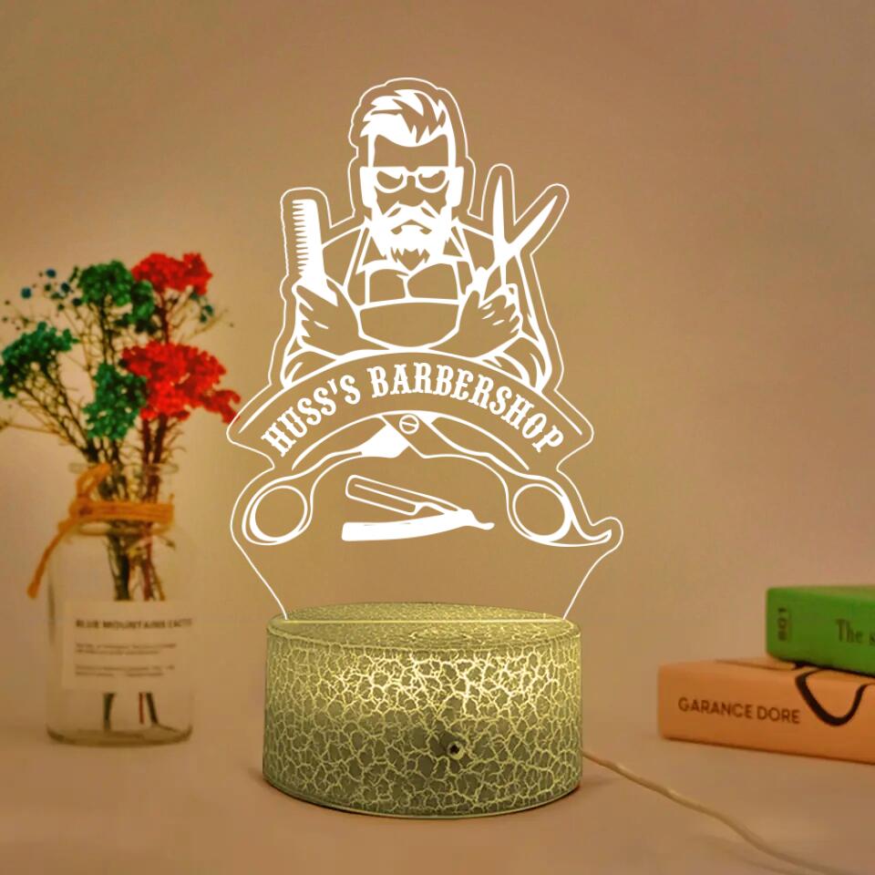 Custom Barbershop's Name, Salon Name - Personalized 3D Led Light - Gift for Hairdresser or Hairstylist