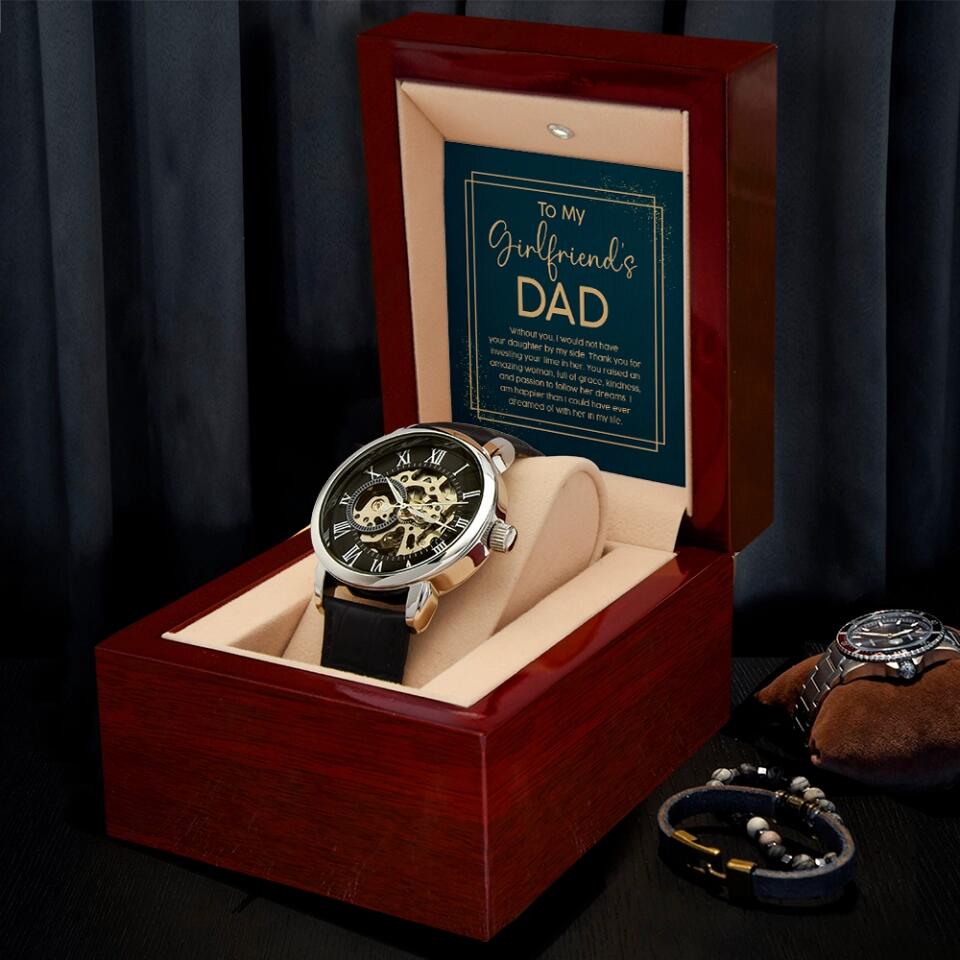 Personalized Valentine Gifts - To My Girlfriend's Dad - Men's Luxury Watch With Box - Gift for Girlfriend's Dad