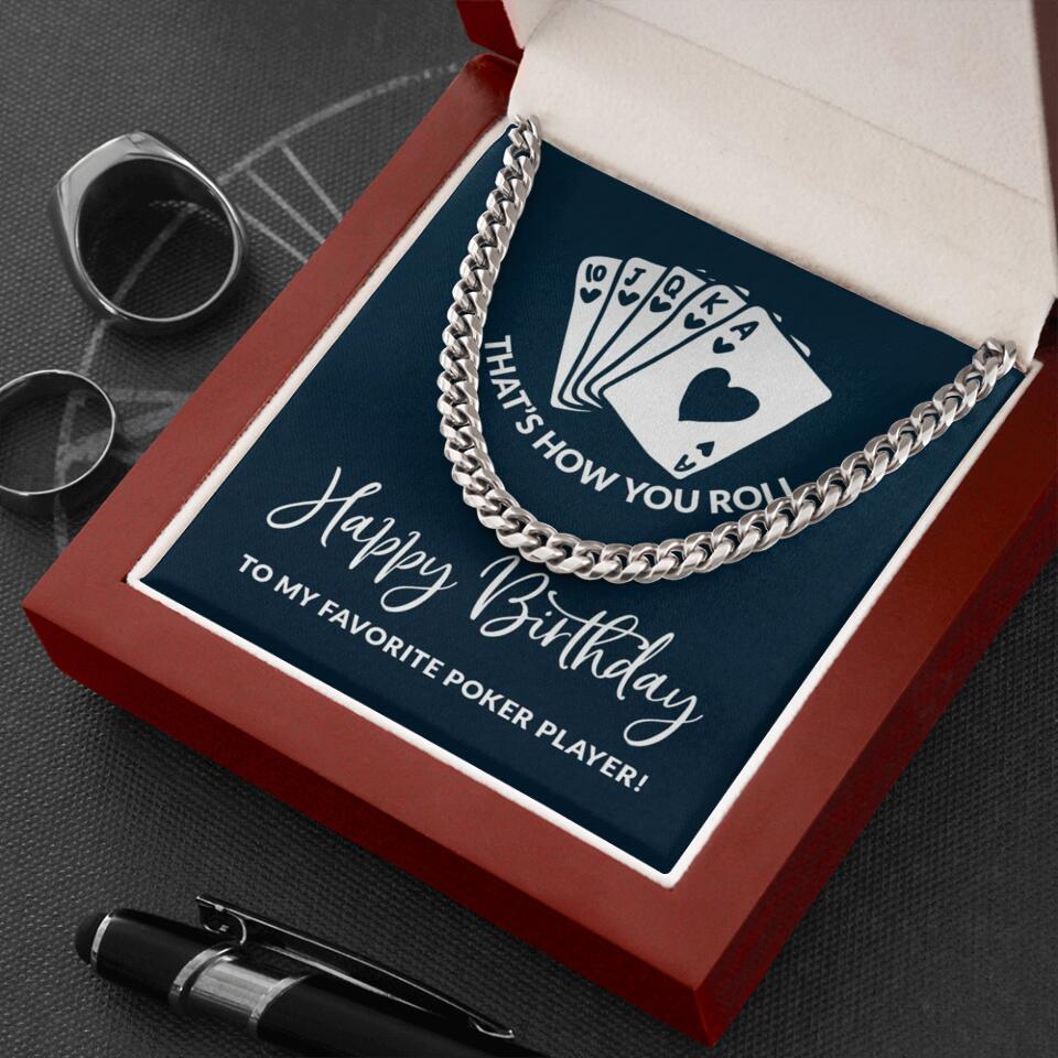 Personalized Valentine Gifts - To My Favorite Poker Player Cuban Link Chain Gift For Poker Lover