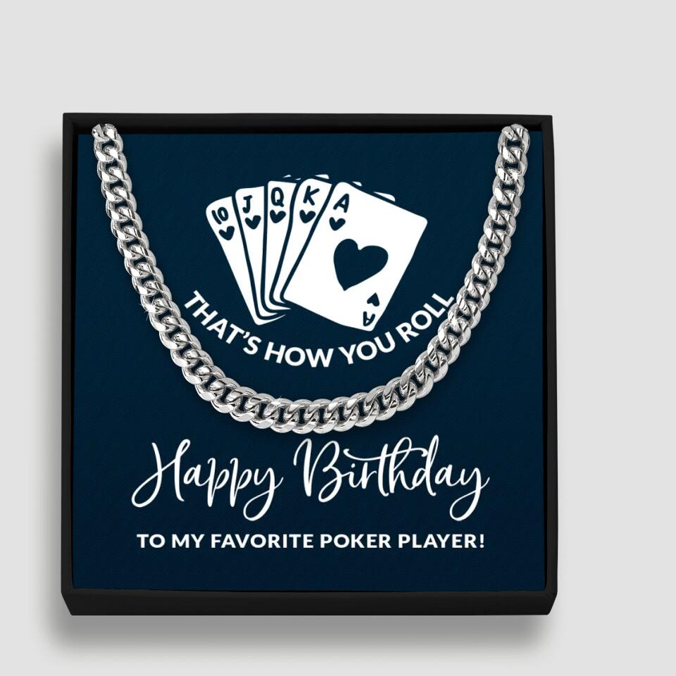 Personalized Valentine Gifts - To My Favorite Poker Player Cuban Link Chain Gift For Poker Lover