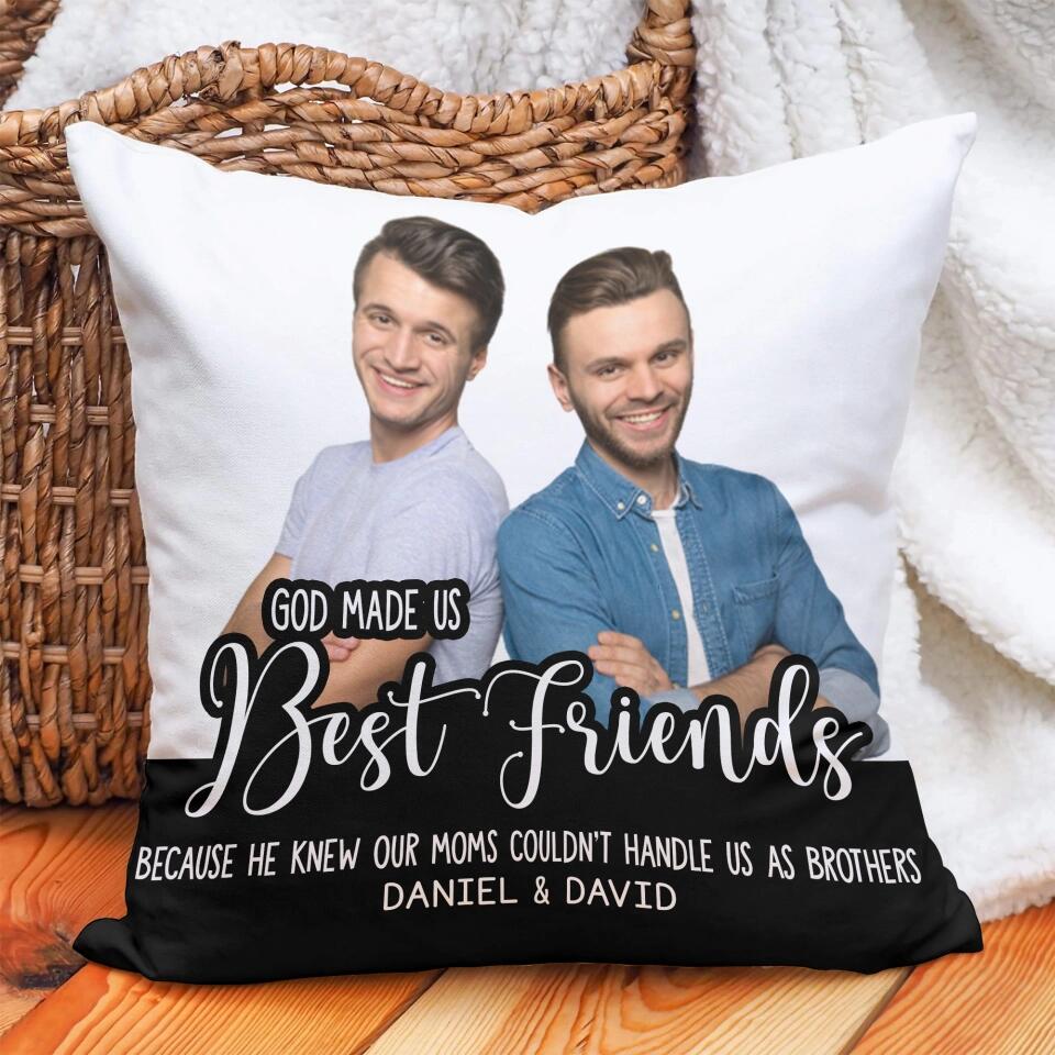 God Made Us Best Friends Personalized Square Linen Pillow